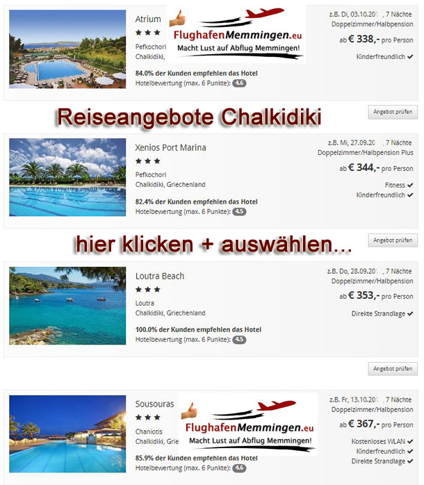 Reiseangebote chalkidiki ab Memmingen