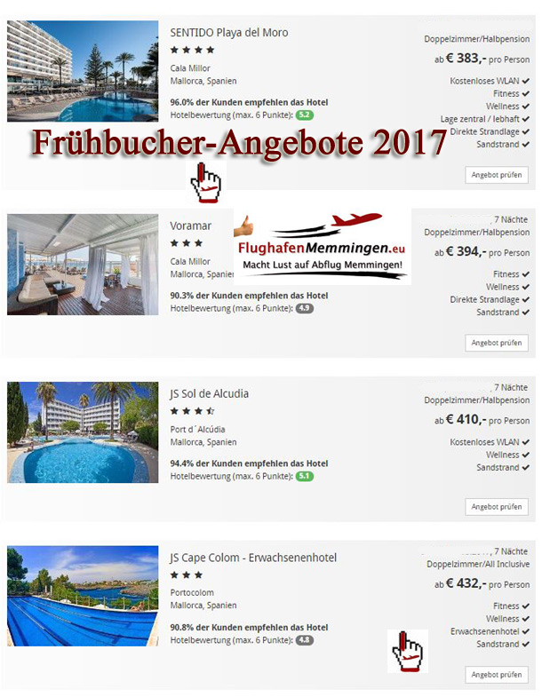 Angebote Frühbucher 2017 ab Memmingen